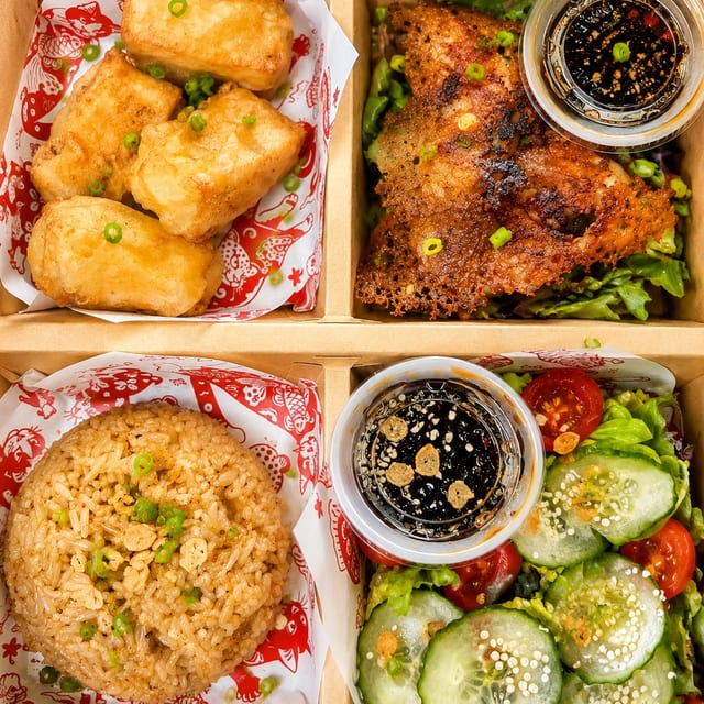 Fried Tofu Ginger Boxed Lunch.