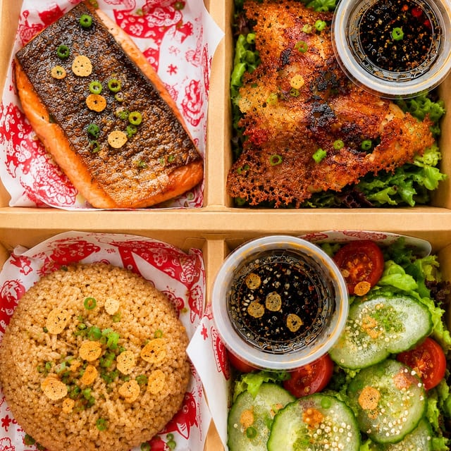 Salmon Teriyaki Boxed Lunch.