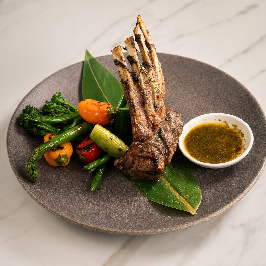 Lamb Chops w/ Black Garlic.