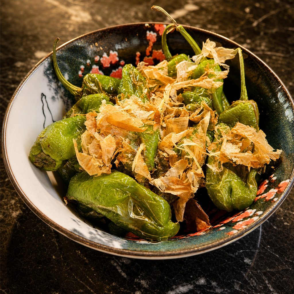 Charred Shishito Peppers.